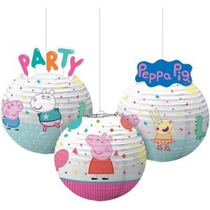 Peppa Pig Confetti Party Embellished Lanterns - 9.5" x 12.5" | 3 Pack - Assorted